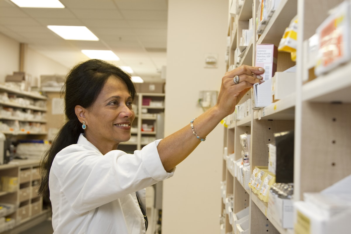 Pharmacist preparing medication