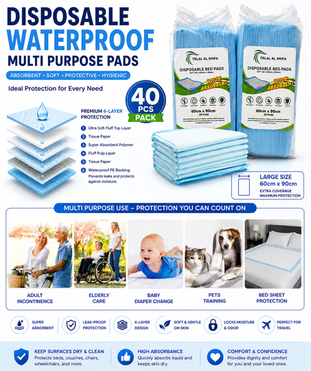 Telal Al Shifa Disposable Waterproof Underpads 60 x 90cm product photo